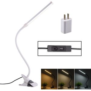 LED bureaulamp 8W opvouwbare oogbescherming tafellamp  USB plug-in versie + stekker (wit)