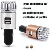 JO-6291 Negatieve Ion Auto steriliseren Air Purifier Mobiele Telefoon High-Speed opladen Dual USB sigaret aansteker (Tiran Goud)