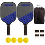 CAMEWIN  Carbon Fiber Pickleball Racket Set Include 2 Paddles+4 Balls+4 Hand Glue+1 Cover Bag(Blue)