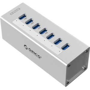 ORICO A3H7 aluminium hoge snelheid 7 ports USB 3.0 HUB met 12V / 2.5A Power Supply voor Laptops(zilver)