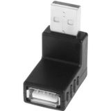 USB 2.0 A mannetje naar A vrouwtje Adapter met 90 graden hoek (zwart)