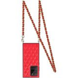 Voor Samsung Galaxy S20 Ultra Elegant Rhombic Pattern Microfiber Leather + TPU Shockproof Case met Crossbody Strap Chain