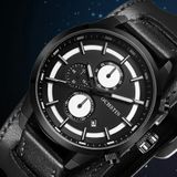 Ochstin 7235 Multifunctioneel zakelijk lederen polspols waterdicht quartz horloge (rood + zwart)