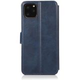 Voor iPhone 12 mini Kalf texture magnetische gesp horizontale flip lederen case met houder & kaartslots & portemonnee & fotoframe(blauw)