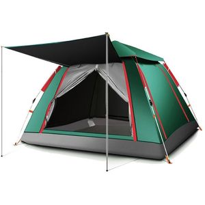Outdoor 3-4 Personen Strand Verdikking Rainproof Automatische Snelheid Open Vierzijdige Camping Tent  Style: Automatische Vinyl (Donkergroen)