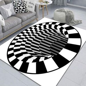 3D Geometric Stereo Trap Vision Living Room Bedroom Carpet  Size: 50x80cm(Rectangular Visual B)