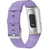 Geweven Vanvas nylon polsband horlogeband voor Fitbit charge 3 (licht paars)