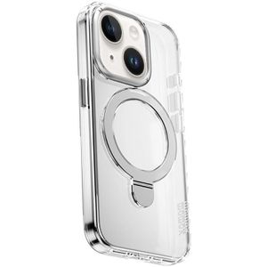 Voor iPhone 15 Plus MOMAX Magsafe metalen houder transparant telefoonhoesje