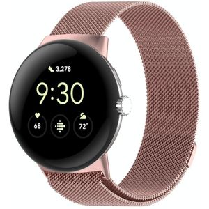 Voor Google Pixel Watch Milanese roestvrijstalen metalen horlogeband (roze roze)