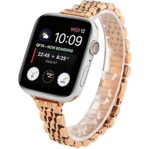 Small Taille Seven Beads Roestvrijstalen band Horlogeband voor Apple Watch Series 6 & SE & 5 & 4 44mm / 3 & 2 & 1 42mm (ROSE GOUD)