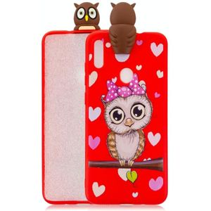 Voor Galaxy A11 Schokbestendige Cartoon TPU beschermhoes (Rode Uil)