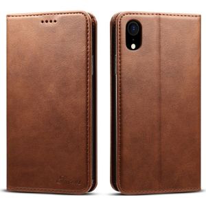 Suteni kalf textuur horizontale Flip lederen case voor iPhone XR  met houder & kaartsleuven & portemonnee (koffie)