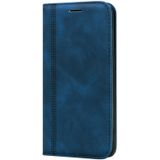 Voor Huawei Honor 9 Lite Frosted Business Magnetic Horizontal Flip PU Leather Case met Holder & Card Slot & Lanyard(Blauw)