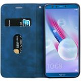 Voor Huawei Honor 9 Lite Frosted Business Magnetic Horizontal Flip PU Leather Case met Holder & Card Slot & Lanyard(Blauw)
