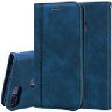 Voor Huawei Honor 9 Lite Frosted Business Magnetic Horizontal Flip PU Leather Case met Holder & Card Slot & Lanyard(Blauw)