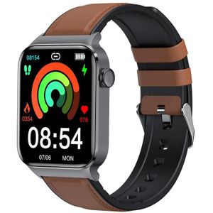 T50 1 85 inch lederen band IP67 waterdicht smartwatch ondersteunt spraakassistent / gezondheidsbewaking