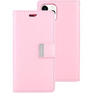 Voor iPhone 11 Pro Max MERCURY GOOSPERY RICH DIARY Crazy Horse textuur horizontale Flip lederen draagtas met houder & kaartsleuven & portemonnee (roze)