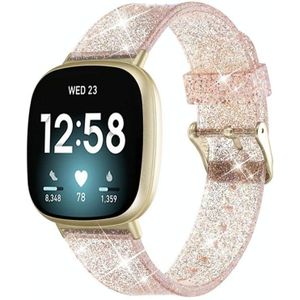 Voor Fitbit Versa 4 / Sense 2 Universal Flash Powder TPU-horlogeband (rosgoud)