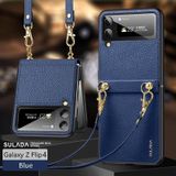 Voor Samsung Galaxy Z Flip4 SULADA Litchi-textuurleer + TPU-telefoonhoes met riem