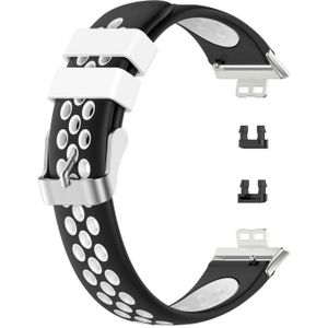 Voor Huawei Watch Fit 18mm Clasp Style Silicone Twee-kleur Vervanging Strap Watchband (Zwart +Wit)