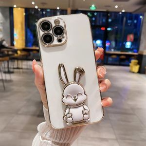 Voor iPhone X / XS Plating Rabbit Holder Phone Case