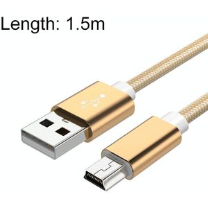 5 stks Mini USB naar USB Een geweven gegevens / laadkabel voor MP3  Camera  Auto DVR  Lengte: 1 5 m