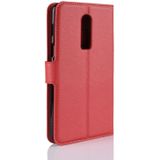Voor OnePlus 6 Litchi textuur horizontale Flip lederen draagtas met houder & kaartsleuven & portemonnee (rood)
