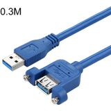 USB 3.0 Mannelijke tot vrouwelijke verlengkabel met schroefmoer  kabellengte: 30cm