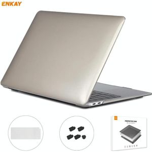 ENKAY 3 in 1 Crystal Laptop Beschermhoes + EU-versie TPU-toetsenbordfilm + antistofpluggen Set voor MacBook Air 13 3 inch A2179 & A2337 (2020)(Grijs)