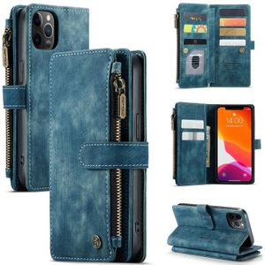 Caseme-C30 PU + TPU Multifunctionele Horizontale Flip Lederen Case met Houder & Card Slot & Portemonnee & Rits Pocket voor iPhone 12/12 PRO (Blauw)