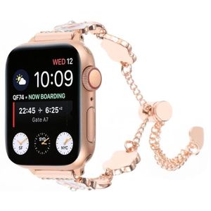 Voor Apple Watch Series 5 40 mm Camellia metalen ketting armband horlogeband (wit ros goud)