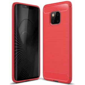 Geborsteld textuur Carbon Fiber schokbestendig TPU Case voor Huawei mate 20 Pro (rood)