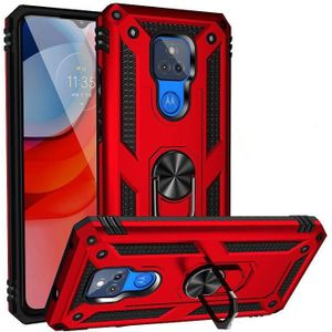 Voor Motorola Moto G Play (2021) Schokbestendige TPU + PC Beschermhoes met 360 graden roterende houder (rood)
