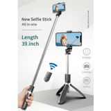 L02 100cm Multi-functie verstelbare Bluetooth Self-timer Pole Tripod Selfie Stick (Wit)