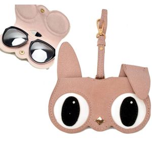 Leuke en grappige PU zonnebril geval draagbare bril geval met opknoping gesp  kleur: Cute Rabbit (Naked Pink)