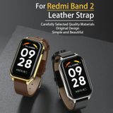 Voor Redmi Band 2 Mijobs metalen omhulsel lederen horlogeband (zwart zilver)