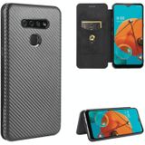 Voor LG K51 / Q51 Carbon Fiber Texture Magnetic Horizontal Flip TPU + PC + PU Leather Case met kaartsleuf(zwart)