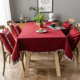 Solid Color Waterproof Tablecloth Linen Rectangular Tablecloth  Size:140x300cm(Red)