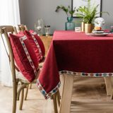 Solid Color Waterproof Tablecloth Linen Rectangular Tablecloth  Size:140x300cm(Red)
