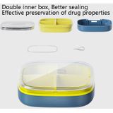 3 PCS Portable Small Pill Box Verzegeld Portable Travel Pill Box Green 4 Grid