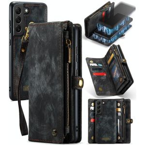 Voor Samsung Galaxy S21 FE CaseMe 008 afneembare multifunctionele horizontale flip lederen hoesje  met kaartsleuf en houder  rits portemonnee & fotolijst (zwart)