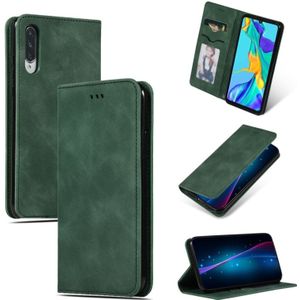 Retro huid voelen Business magnetische horizontale Flip lederen case voor Huawei P30 (Army Green)