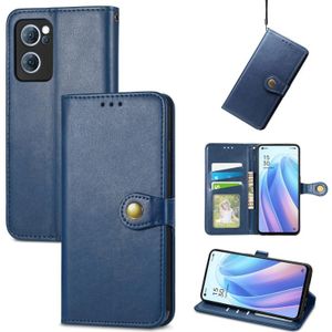 Voor Oppo Reno7 5G Solid Color Leather Buckle Phone Case