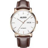 OLEVS 5882 mannen Business ultradun waterdicht automatisch mechanisch horloge (leerriem wit)