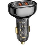 USAMS US-CC158 125W Type-C / USB-C + Dual USB Transparant Digital Display Car Charger