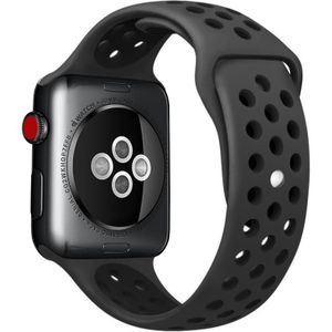 Voor Apple Watch Series 6 & SE & 5 & 4 44mm / 3 & 2 & 1 42mm Modieuze Klassieke Silicone Sport Watchband (Zwart)