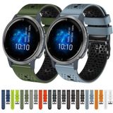 Voor Garmin Venu 2 22 mm geperforeerde tweekleurige siliconen horlogeband (blauw + zwart)