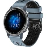 Voor Garmin Venu 2 22 mm geperforeerde tweekleurige siliconen horlogeband (blauw + zwart)