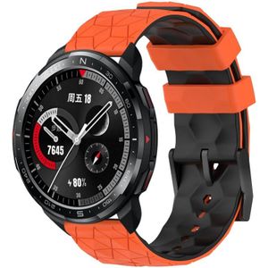 For Honor Watch GS Pro 22 mm voetbalpatroon tweekleurige siliconen horlogeband (oranje + zwart)