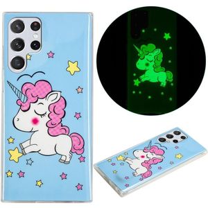 Voor Samsung Galaxy S22 Ultra 5G Lichtgevende TPU-beschermende telefooncase (Star Unicorn)